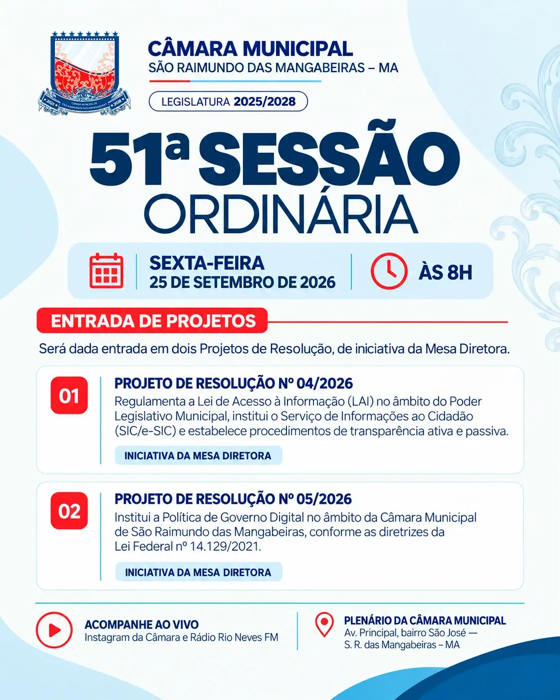 51ª SESSÃO ORDINÁRIA